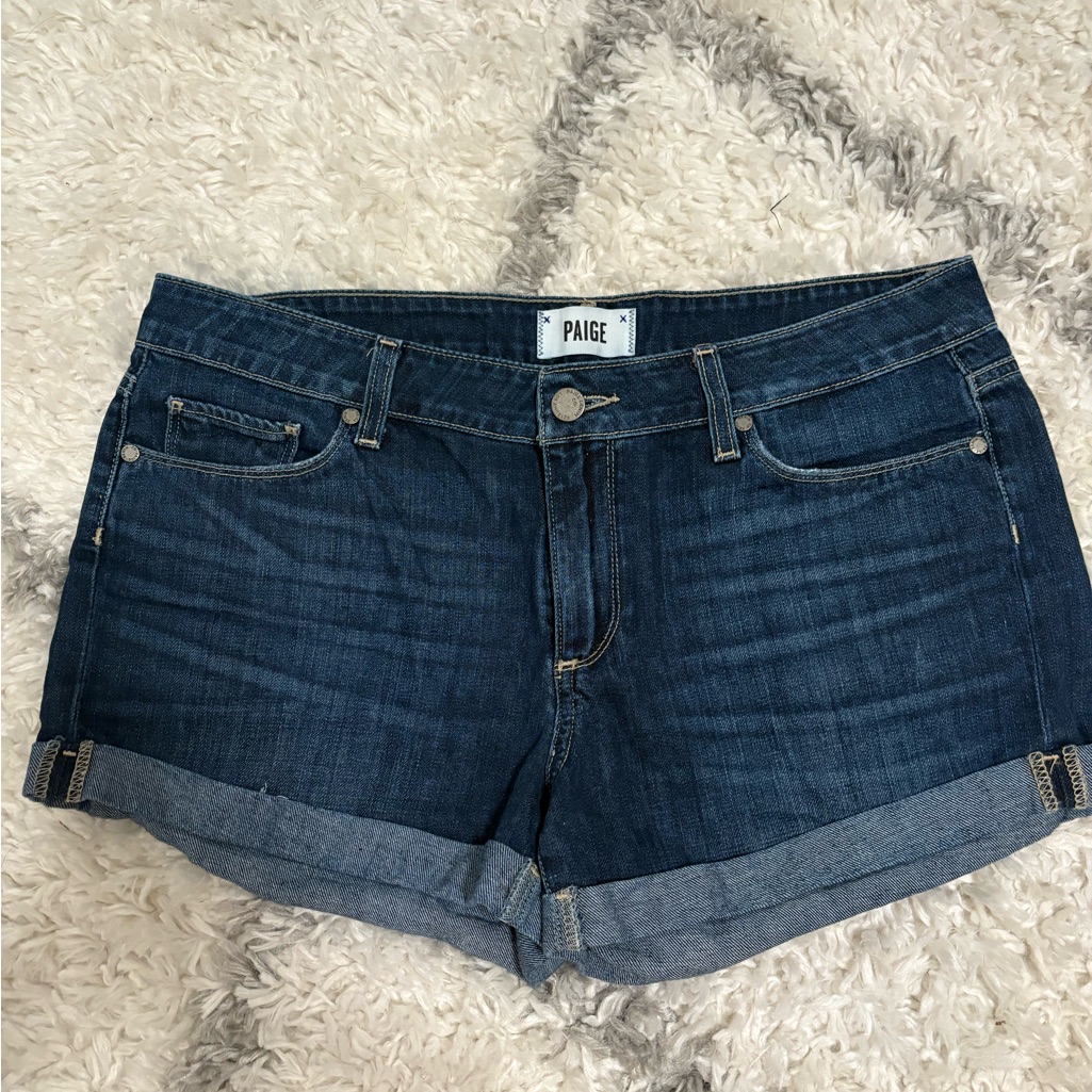 Paige Indigo Denim Cuffed Shorts